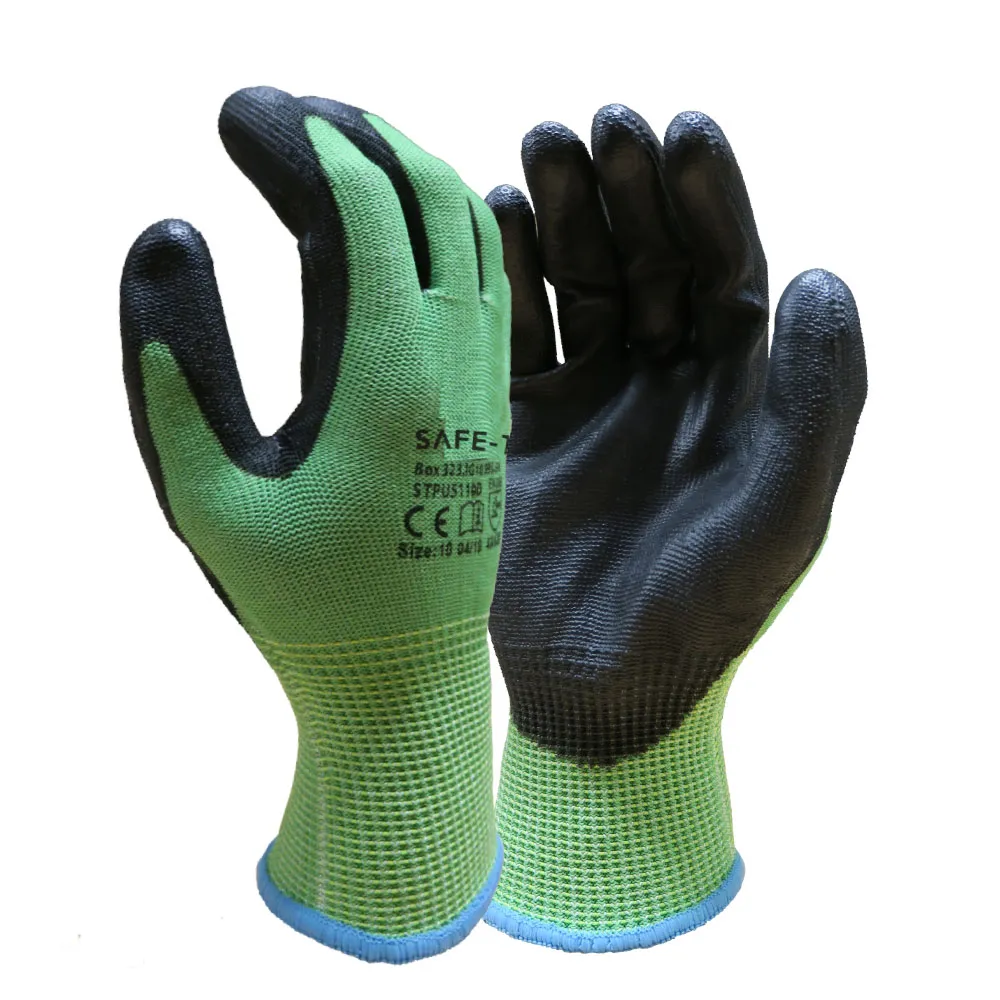 Cut D PU Palm Coated Gloves - Green - Case of 120 Pairs — Green